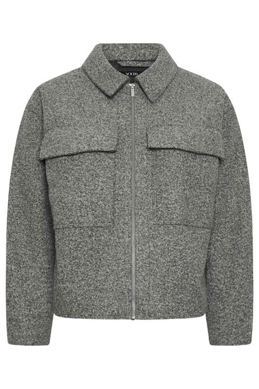 YOURS Plus Size Grey Cropped Boucle Jacket | Yours Clothing 7