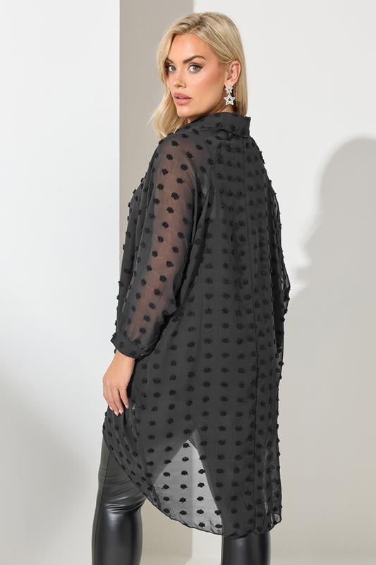 YOURS LONDON Plus Size Black Longline Batwing Sleeve Shirt  | Yours Clothing 2