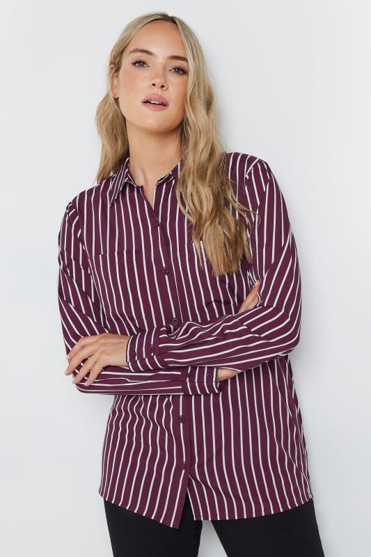 LTS Tall Burgundy Red Striped Long Sleeve Shirt | Long Tall Sally 2