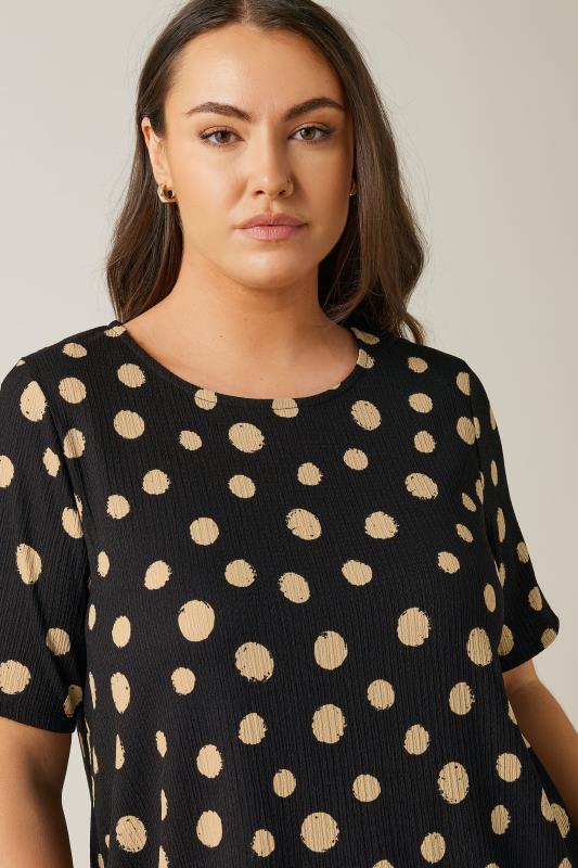 EVANS Plus Size Black Crepe Spot Print Top | Evans 5