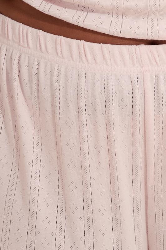 YOURS Plus Size Pink Pointelle Wide Leg Pyjama Set | Yours Clothing 4