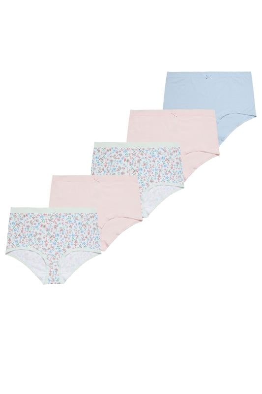 YOURSET 5 PACK Curve Pink Floral Print Full Briefs