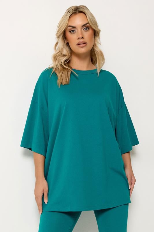  YOURS Curve Teal Blue Boxy T-Shirt