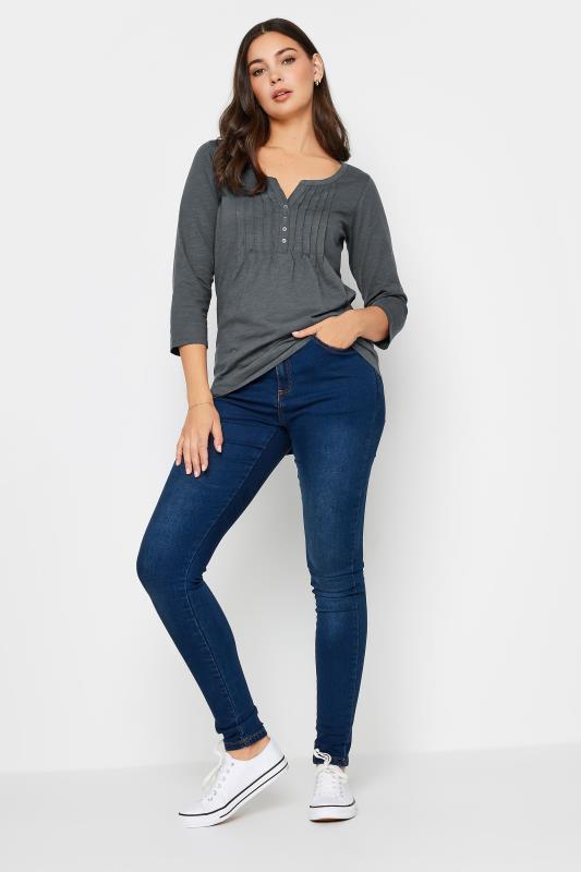 LTS Tall Womens Charcoal Grey Henley Top | Long Tall Sally  2