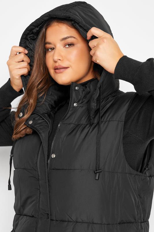 LTS Tall Women's Black Hooded Midaxi Puffer Gilet | Long Tall Sally 4