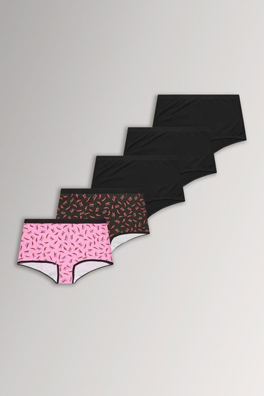  YOURSET 5 PACK Curve Black Chili Print Shorts