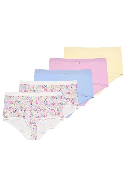  YOURSET 5 PACK Curve Pink Floral Spring Full Briefs