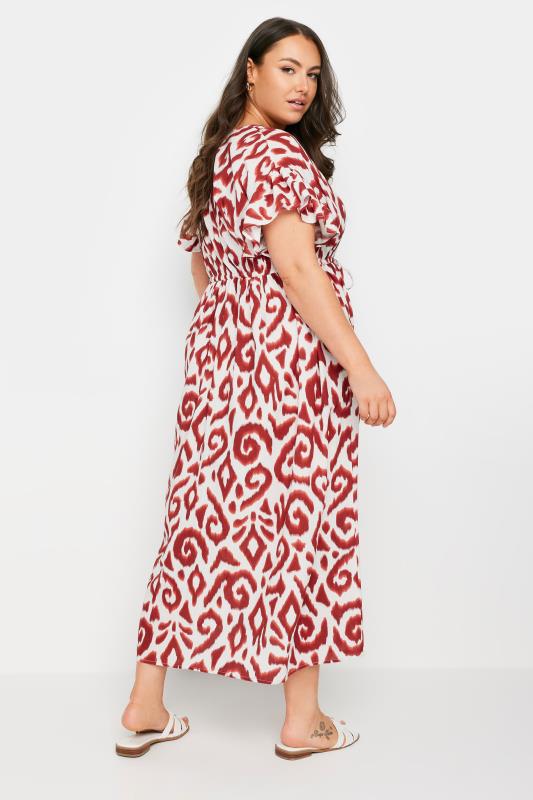 YOURS Plus Size Rust Orange Ikat Print Maxi Dress | Yours Clothing 3