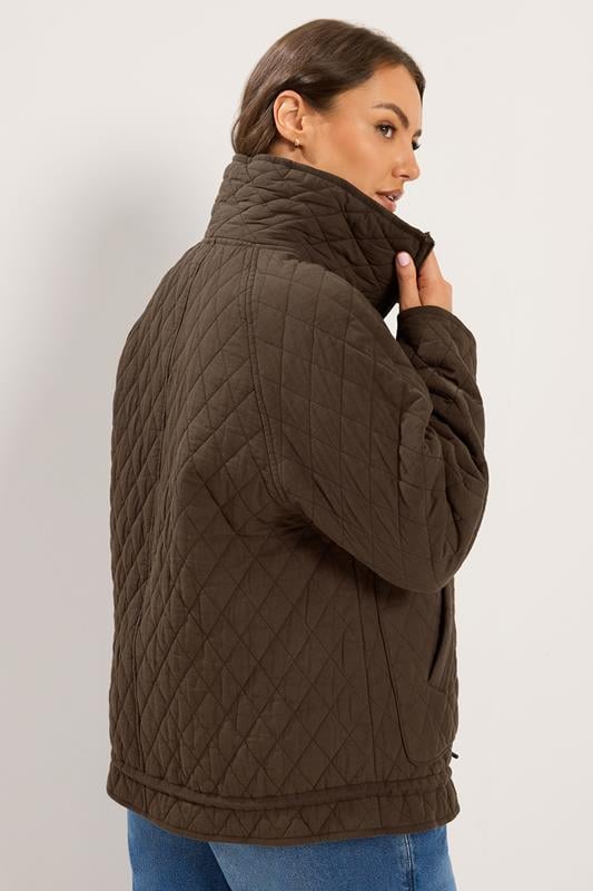 YOURS Plus Size Chocolate Brown Lightweight Quilted Jacket | Yours Clothing 2