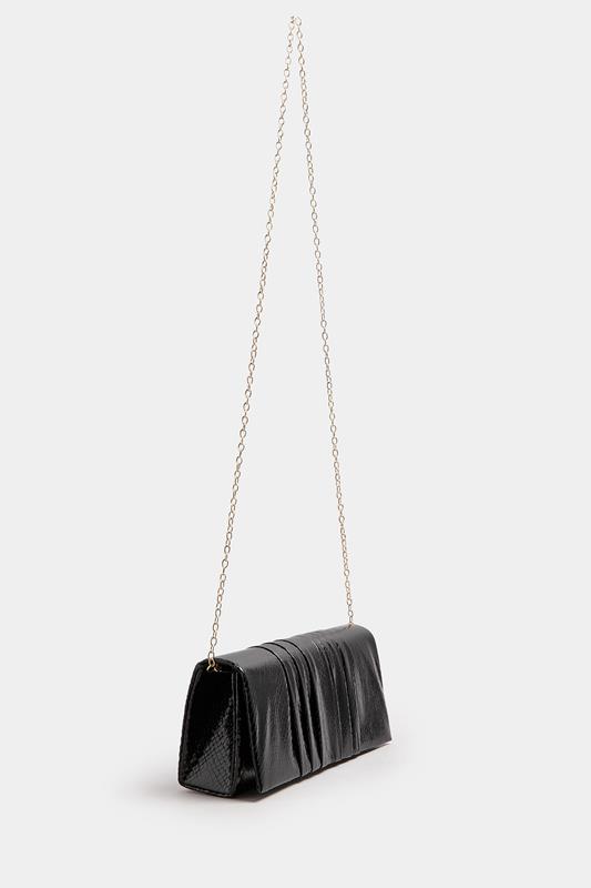 Black Faux Leather Metallic Clutch Bag | Yours Clothing 4
