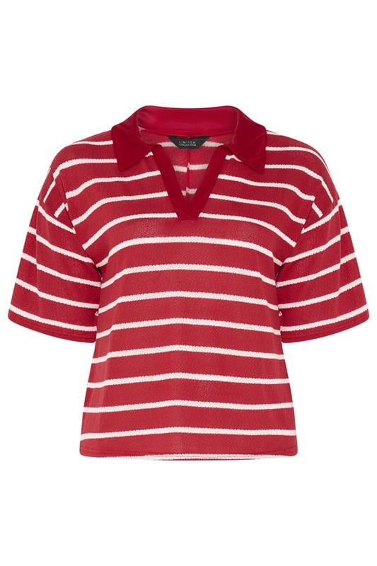 LIMITED COLLECTION Plus Size Red Stripe Rugby Collar Top | Yours Clothing 6
