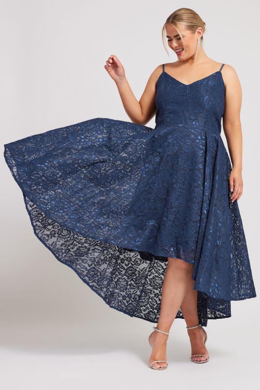 YOURS LONDON Plus Size Navy Blue Lace Midi Dress | Yours Clothing 3