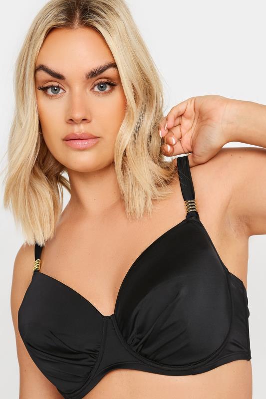 YOURS Plus Size Black Underwired Bikini Top | Yours Clothing 5