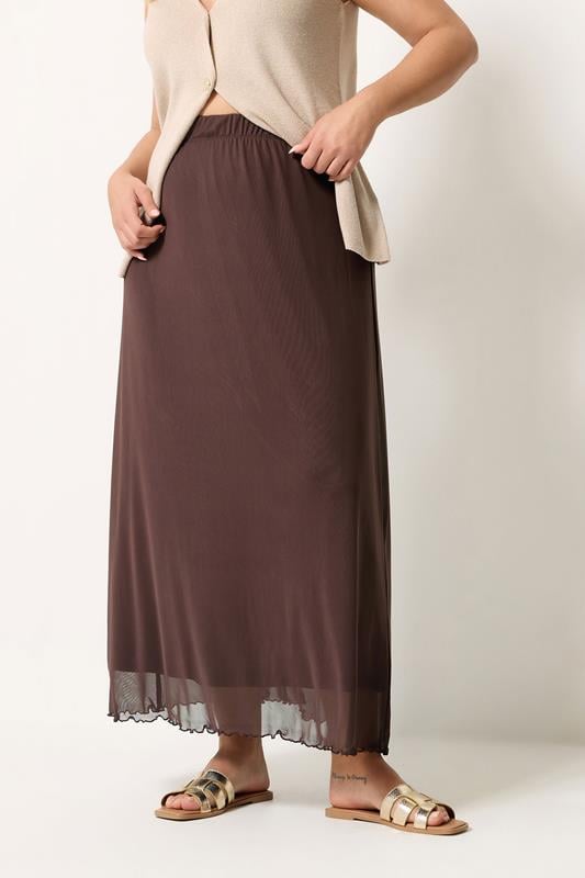  YOURS Curve Chocolate Brown Mesh Skirt