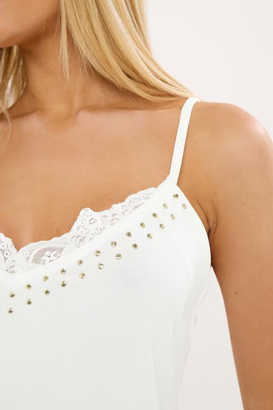 STAR White Stud Detail Lace Cami Top | StarByJM 4