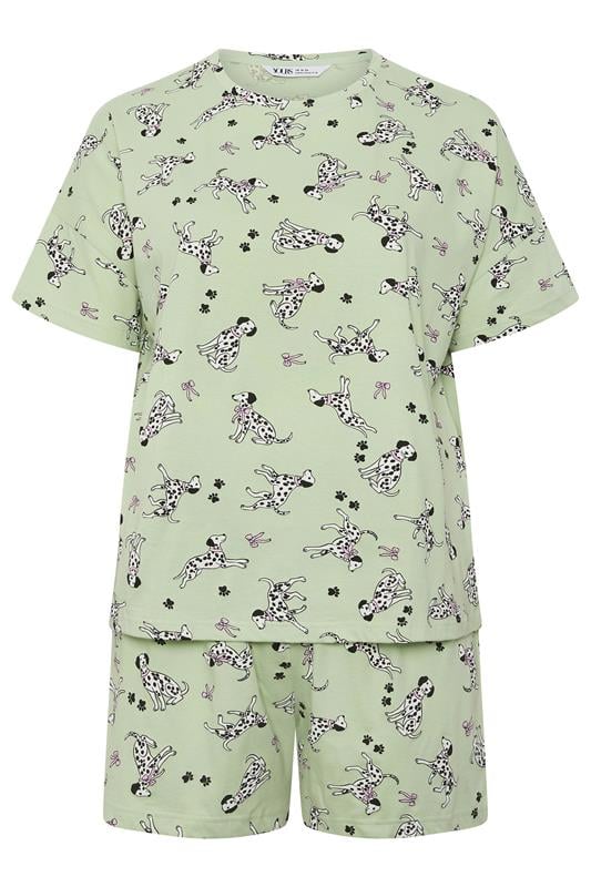 YOURS Plus Size Green Dalmatians Short Sleeve Pyjama Set | Yours Clothing 5