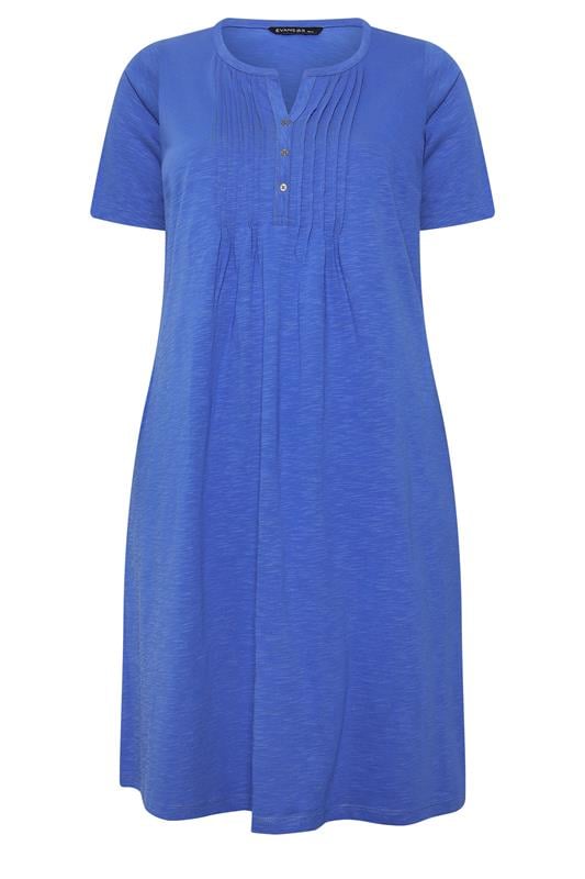 EVANS Plus Size Blue Henley Cotton Dress | Evans 5