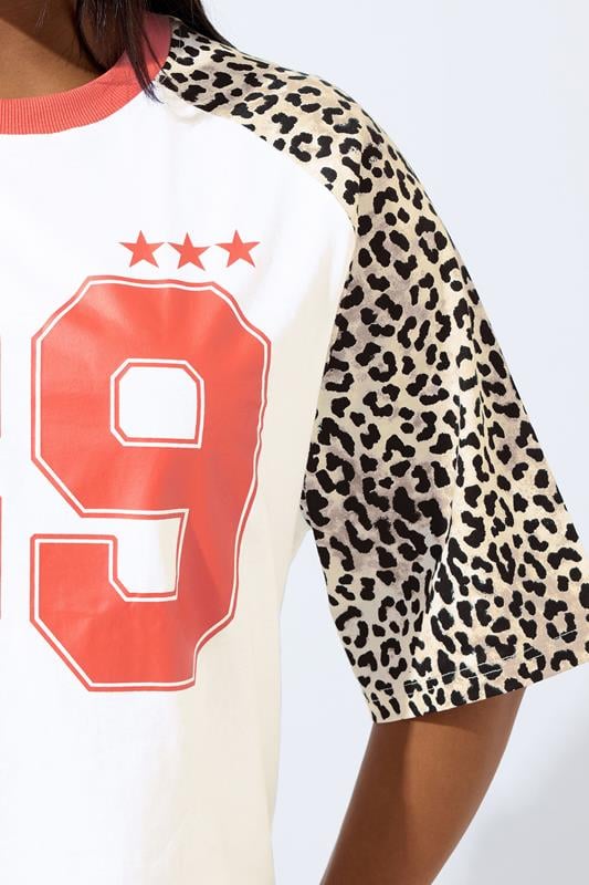 LIMITED COLLECTION Plus Size White '89' Leopard Print T-Shirt | Yours Clothing 4