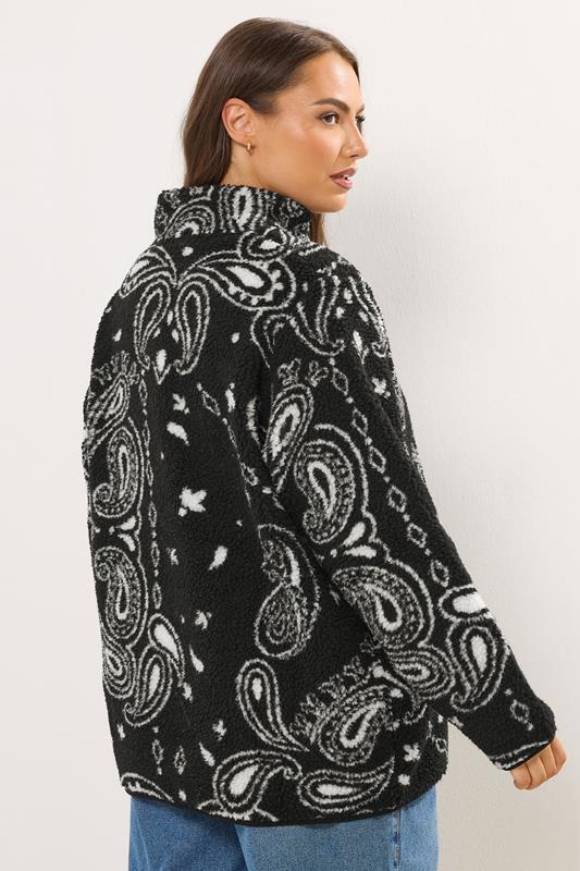 YOURS Plus Size Black Paisley Print Teddy Fleece Jacket | Yours Clothing 4