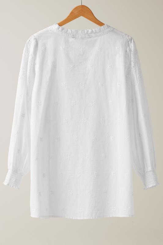 EVANS Plus Size White Broderie Cotton Blouse | Evans 6