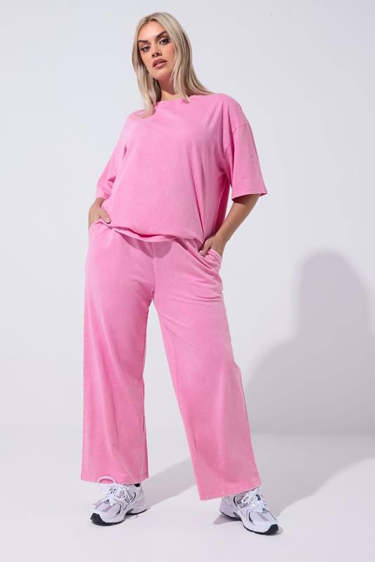  LIMITED COLLECTION Curve Pink Acid Wash Joggers