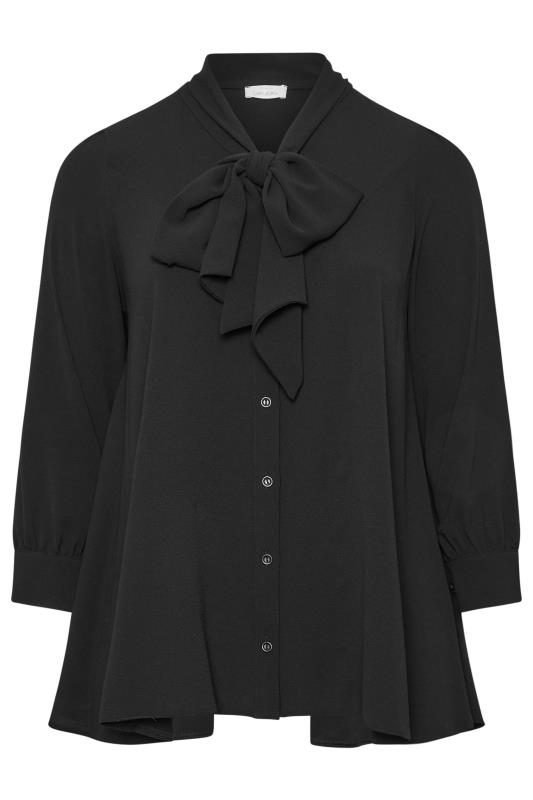 YOURS LONDON Plus Size Black Tie Neck Blouse | Yours Clothing 5