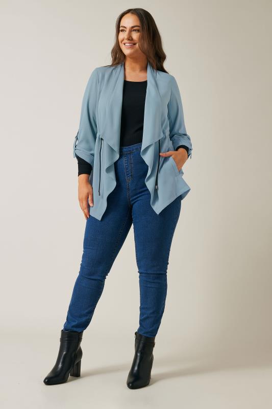 EVANS Plus Size Blue Waterfall Jacket | Evans  2