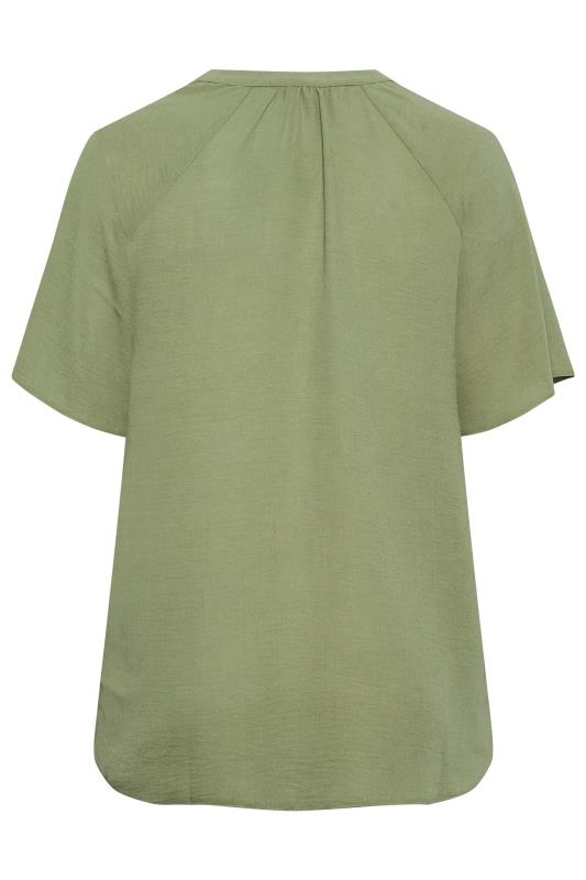 YOURS Plus Size Khaki Green V-Neck Blouse | Yours Clothing 7