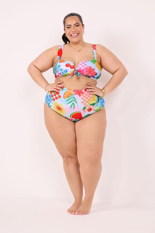 YOURS Plus Size Pink Mixed Tropical Wired Bikini Top | Yours Clothing 1