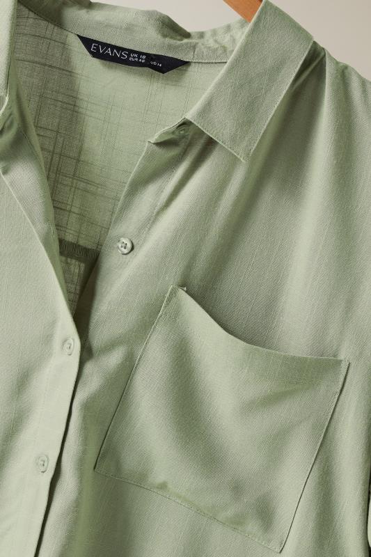 EVANS Plus Size Khaki Green Dipped Hem Shirt | Evans  8