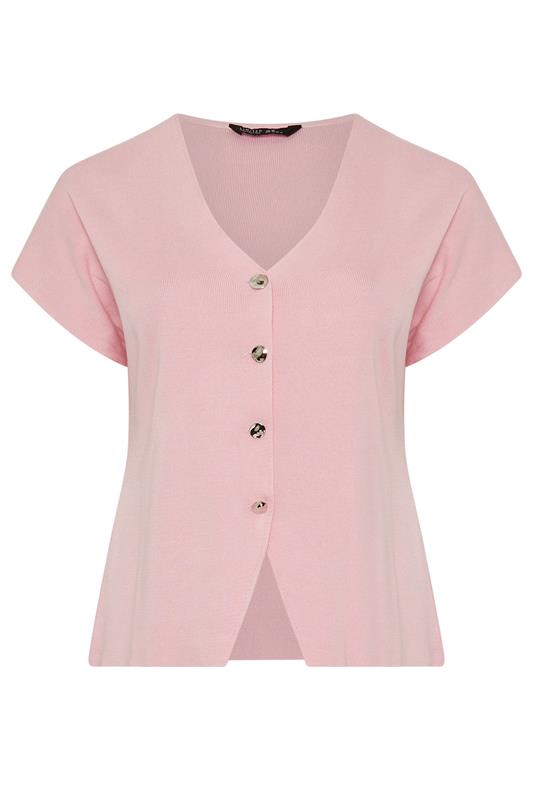 LIMITED COLLECTION Plus Size Light Pink Short Sleeve Knitted Top | Yours Clothing 5