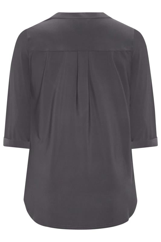 YOURS Curve Plus Size Grey Half Placket Shirt | Yours Clothing  7