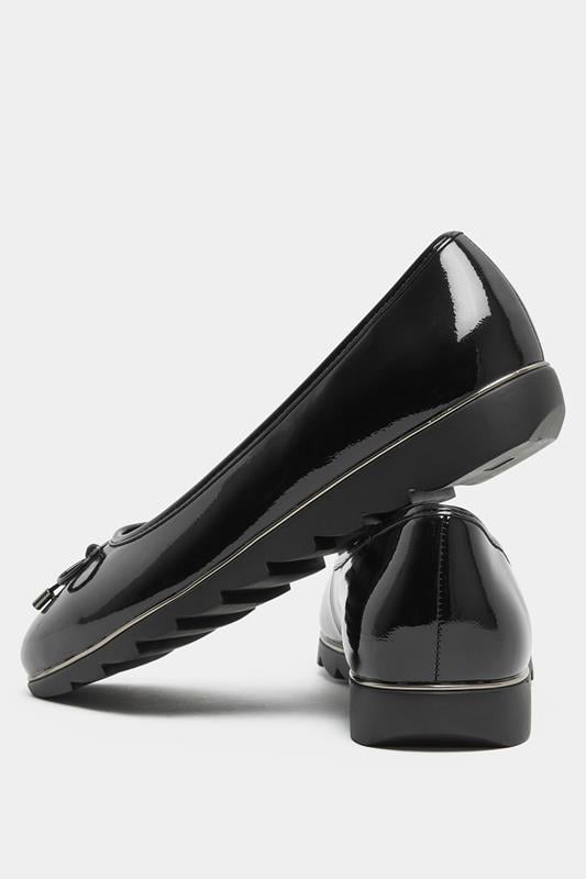 Black Patent Ballet Pumps In Wide E Fit | Yours Clothing 5