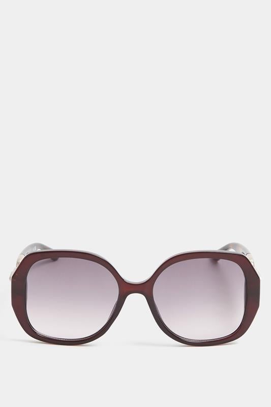 Brown Chain Oversized Sunglasses