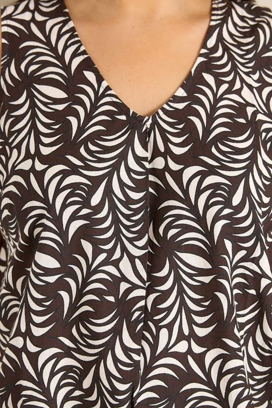 EVANS Plus Size Brown Leaf Print Linen Set | Evans 6