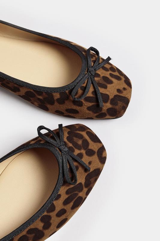 Brown Leopard Print Ballet Pumps In Extra Wide EEE Fit | Yours Clothing 5