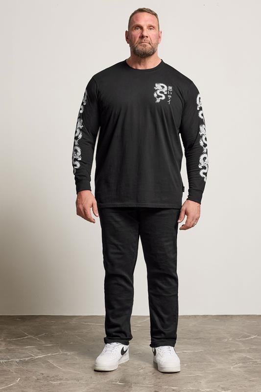 BadRhino Big & Tall Black Long Sleeve Dragon Graphic T-shirt | BadRhino 1