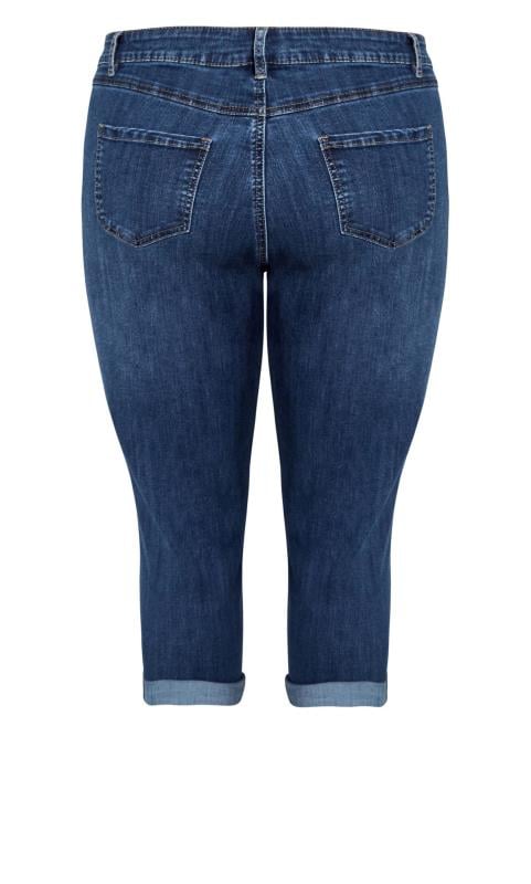 Evans Blue Mid Wash Stretch Cropped Girlfriend Jeans 7