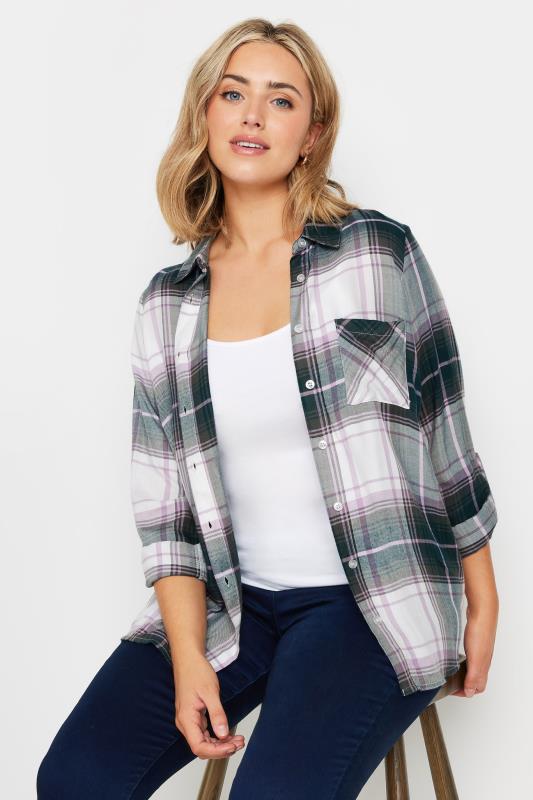 M&Co Purple Checked Boyfriend Shirt | M&Co 1