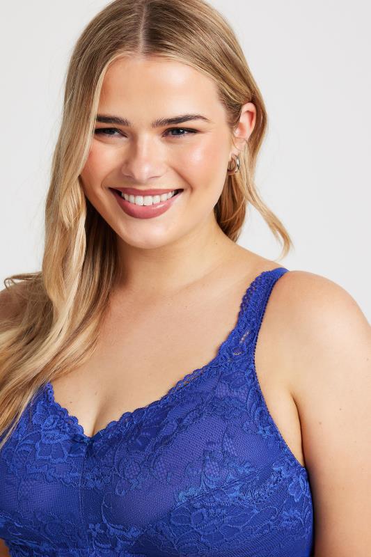 YOURS Plus Size Cobalt Blue Lace Detail Bra | Yours Clothing 2