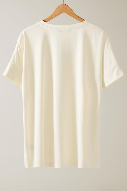 EVANS Plus Size Ivory White V-Neck Modal Rich T-Shirt | Evans 6