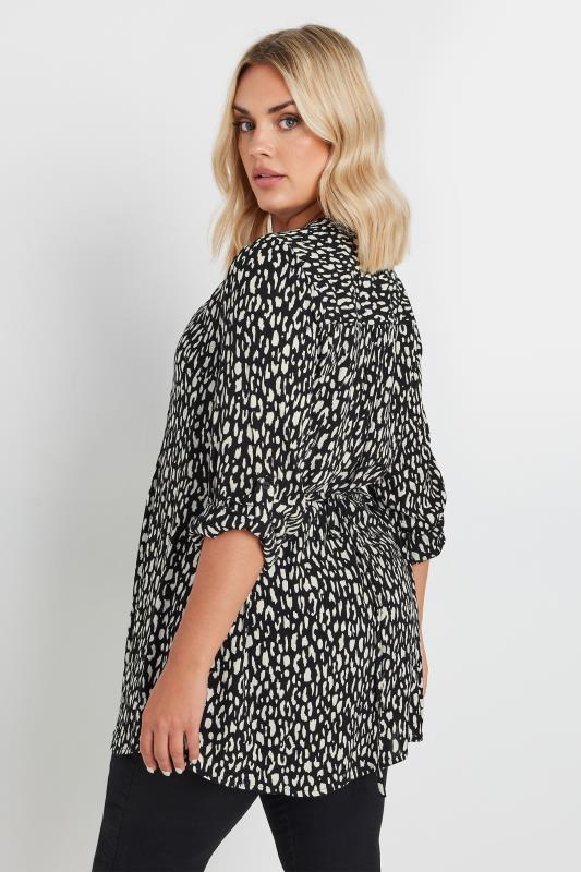 YOURS Plus Size Black Leopard Print Pintuck Blouse | Yours Clothing  4