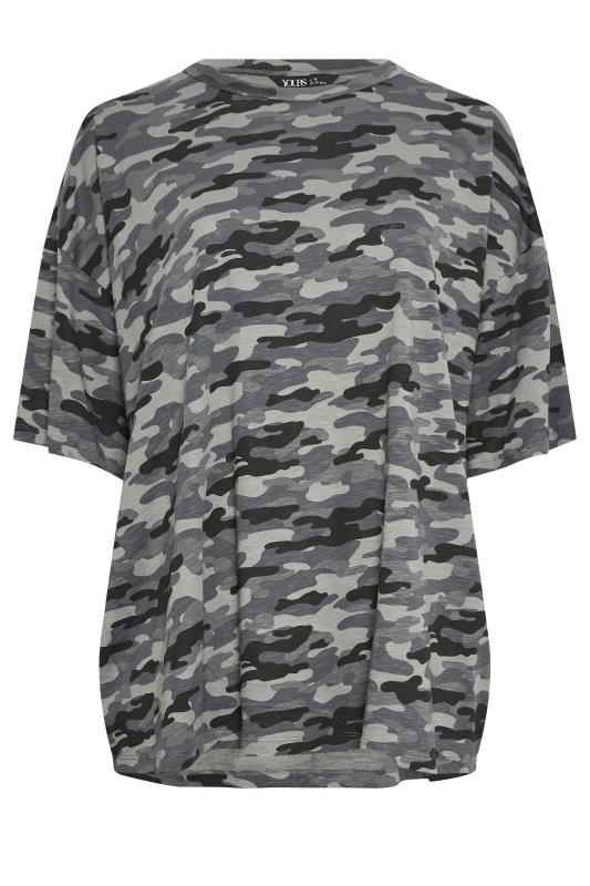 YOURS Plus Size Grey Camo Print Oversized Boxy T-Shirt | Yours Clothing  5