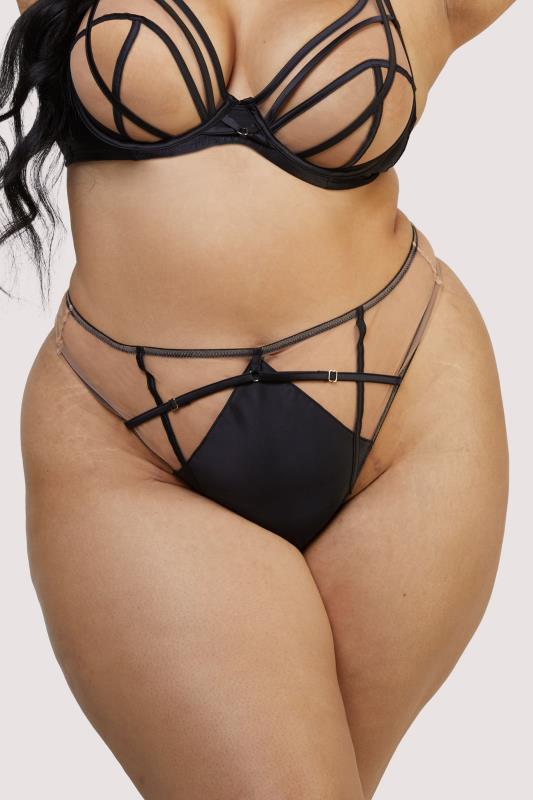 PLAYFUL PROMISES Ramona Illusion Strap Mesh High Waist Brief | Yours Clothing 2