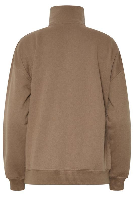 LTS Tall Women's Mocha Brown Embroidered Half Zip Sweatshirt | Long Tall Sally 6