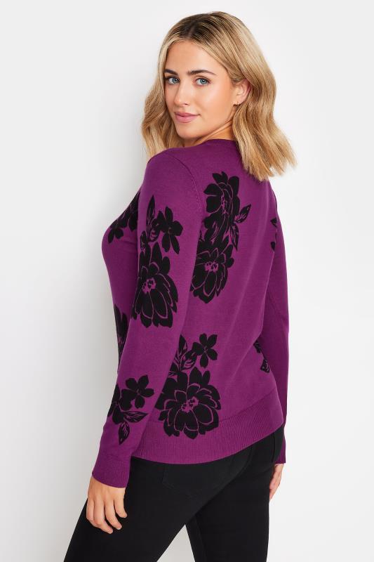 M&Co Purple Floral Print Crew Neck Jumper | M&Co 3