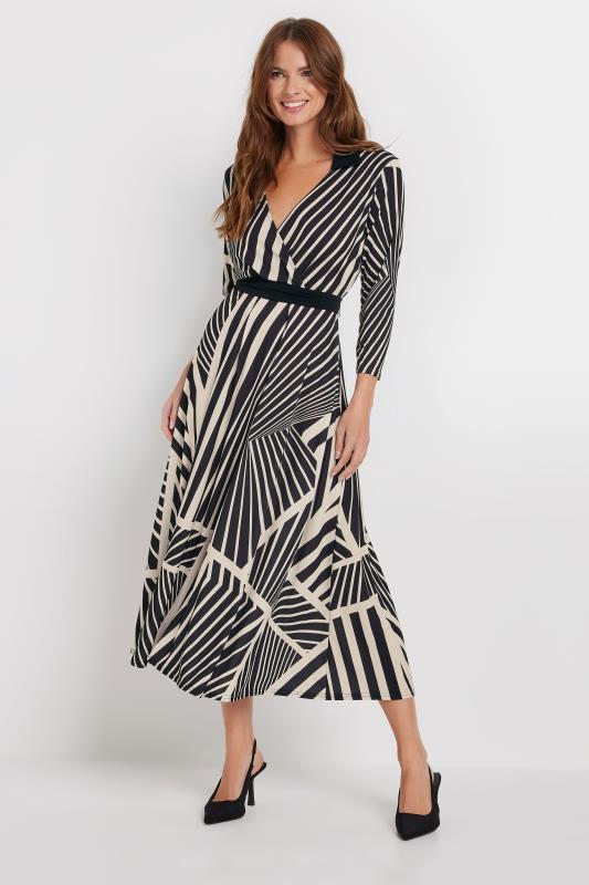 M&Co Black & White Abstract Print Midi Wrap Dress | M&Co 2