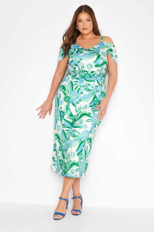 YOURS LONDON Plus Size Blue Retro Floral Maxi Dress | Yours Clothing 1