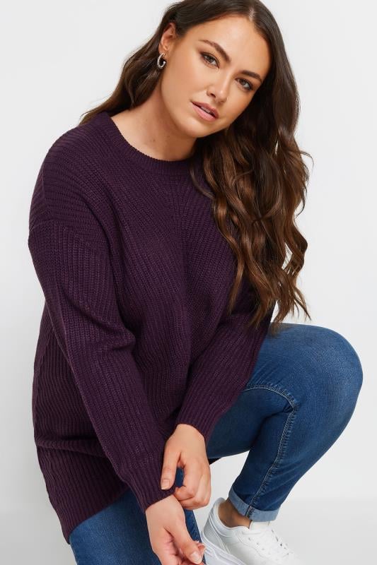 Plus Size  YOURS Curve Essential Purple Knitted Jumper