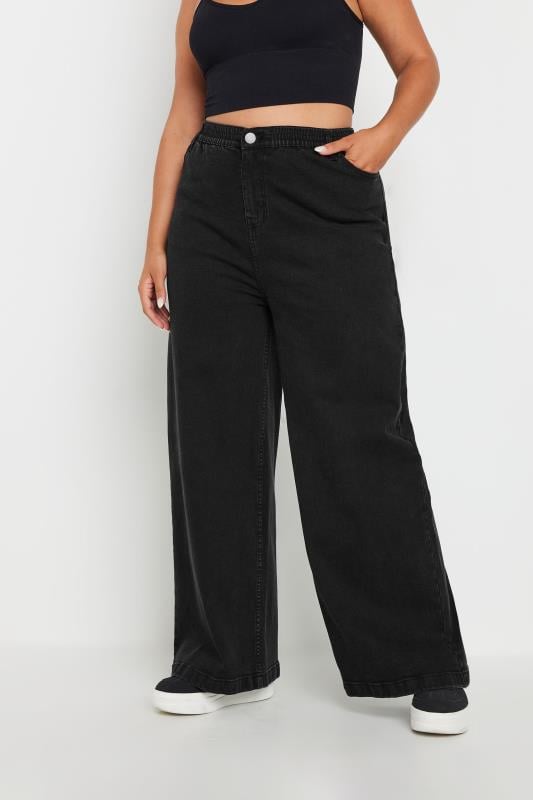 YOURS Plus Size Black Wide Leg Slouchy Jeans | Yours Clothing 1